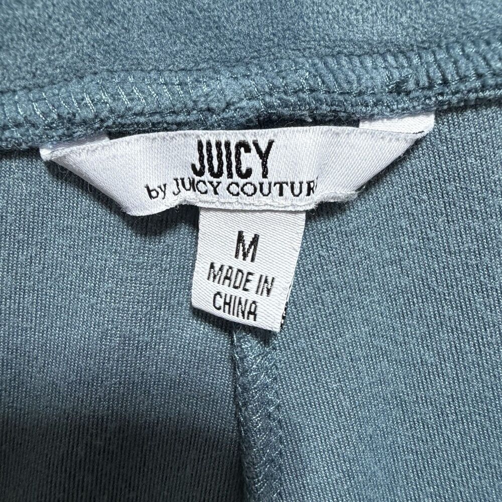 Juicy Couture Pants Womens Medium Teal Velour Retro Style Y2K Stretch Athleisure - Picture 10 of 12
